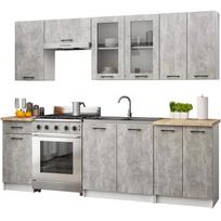 olivia virtuve - Virtuvinių spintelių komplektas NORE OLIVIA H720, 240 cm, balta/betono (White/Concrete) - 1 nuotrauka