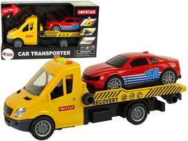 zaisline masina - LEAN TOYS žaislinis tralas su automobiliu, geltonas (Yellow) - 1 nuotrauka