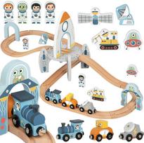 traukiniu trasa - TOOKY TOY medinis kosminio traukinio bėgių rinkinys - 1 nuotrauka
