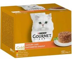Gourmet Gold Savoury Cake konservai katėms su jautiena/vištiena/tunu/lašiša, 24 x 85 g