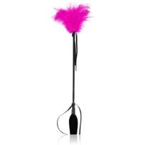 Secret Play Riding Crop Juodas (Black) su plunksnos botagėliu Fuchsia
