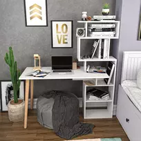 baltas stalas darbui - Rašomasis stalas Kalune Design Vina 322RTC1315, baltas (White) - 2 nuotrauka