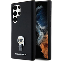 s23 ultra deklas - Karl Lagerfeld silikoninis dėklas Samsung Galaxy S23 Ultra Ikonik Metal Pin (KLHCS23LSMHKNPK) Juodas (Black) - 1 nuotrauka
