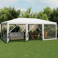 vidaXL Proginė palapinė su 10 tinklinėmis sienomis, balta (White), 6x4m, HDPE