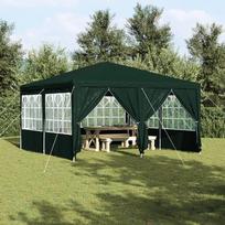 vidaXL šventinė palapinė su 8 šoninėmis sienelėmis, žalia (Green), 4x4 m PE