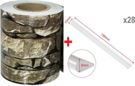 Tvoros juostos rinkinys BAUSWERN Eco, 35 x 0,19 m (450 g/m²) + 28 klipsai, Stein-Optik