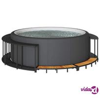 baseino laipteliai - vidaXL sūkurinės vonios aplinka su saugykla ir mediniu laipteliu Juodas (Black) - 2 nuotrauka