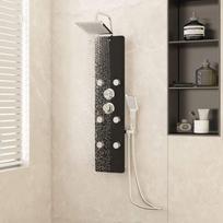 vidaXL Dušo sistema, juoda (Black), 25x47,5x130cm, stiklas