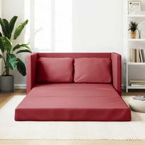 vidaXL Grindų sofa-lova 2-1, vyno (Wine), 112x174x55cm, dirbtinė oda