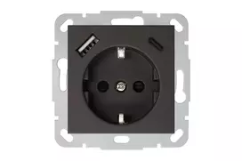 Kištukinis lizdas Liregus Retro IUK-3-01.R/ON59, su įžeminimu ir USB A+C, juoda (Black)