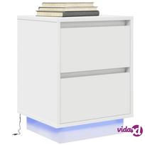 vidaXL Naktinė spintelė su LED lemputėmis, balta (White), 38 x 34 x 50 cm