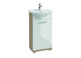 vonios spintele 75 - Vonios spintelė Deftrans Bari, balta/medžio (White/Wood) - 1 nuotrauka