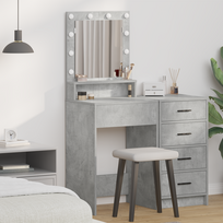 vidaXL Kosmetinis staliukas su LED šviesom, pilkas (Grey), 50x41x135 cm