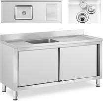 virtuvine spinteles su kriaukle - Royal Catering Vieno dubenio maitinimo baseino kriauklė su stumdomomis durimis 160 x 60 x 94,5 cm - 1 nuotrauka