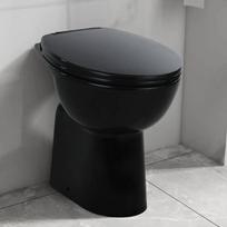 vidaXL Aukštas berėmis klozetas, Juodas (Black), keramika, 7 cm