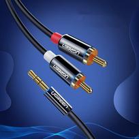 3.5 mm to 3.5 mm kabelis - Ugreen 10584 AV116 3,5mm to 2RCA (Cinch) 2m Black - 6 nuotrauka