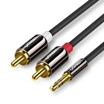 aux to - Ugreen 10590 AV116 3,5mm Jack to 2RCA (Cinch) Cable 3m Black - 1 nuotrauka