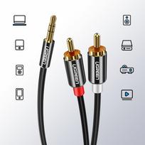 aux to - Ugreen 10590 AV116 3,5mm Jack to 2RCA (Cinch) Cable 3m Black - 8 nuotrauka
