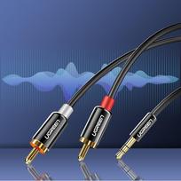 aux to - Ugreen 10590 AV116 3,5mm Jack to 2RCA (Cinch) Cable 3m Black - 9 nuotrauka