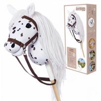 arklys ant lazdos - HOPPIHORSE pliušinis žaislas Horse on a stick A3 Leopard, baltas (White) - 1 nuotrauka