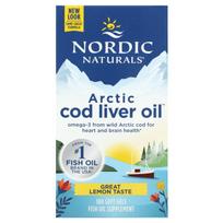 NORDIC NATURALS Arctic menkių kepenų aliejus, citrinų skonio, 180 kapsulių