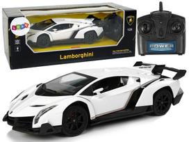 radija su pulteliu - Lean Toys Radijo bangomis valdomas Lamborghini Veneno 1:24 Baltas (White) su pulteliu - 1 nuotrauka