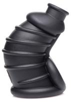 chastity cage - XR Brands Dark Chamber - Silikoninis skaistumo narvas Juodas (Black) - 3 nuotrauka