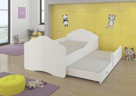 dvigule istraukiama - ADRK Furniture Lova Casimo II, balta (White), 80x160 cm, su čiužiniu - 1 nuotrauka