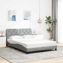vidaXL Lovos rėmas be čiužinio, šviesiai pilkas (Light Grey), 140x190 cm, audinys