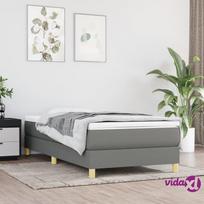 miegamojo lova 100x20 - vidaXL Lovos rėmas, tamsiai pilkas (Dark Grey), 100x200 cm, audinys - 4 nuotrauka