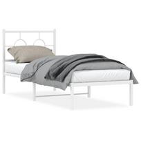 balta miegamojo lova - vidaXL Metalinis lovos rėmas su galvūgaliu, baltas (White), 80x200 cm - 1 nuotrauka