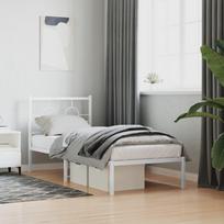 balta miegamojo lova - vidaXL Metalinis lovos rėmas su galvūgaliu, baltas (White), 80x200 cm - 2 nuotrauka