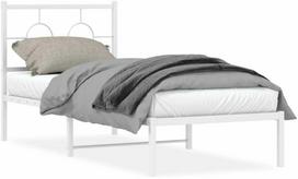 balta miegamojo lova - vidaXL Metalinis lovos rėmas su galvūgaliu, baltas (White), 80x200 cm - 3 nuotrauka