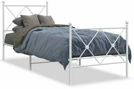 balta miegamojo lova - vidaXL Lovos rėmas su galvūgaliu, baltas (White), 80x200 cm, metalas - 4 nuotrauka