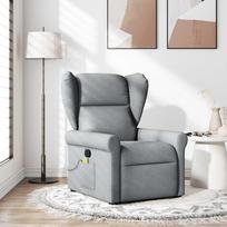Fotelis vidaXL Atlošiamas Masažinis, Šviesiai pilkas (Light Grey)