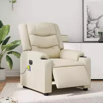 vidaXL Elektrinis atlošiamas masažinis krėslas, kreminis (Cream)