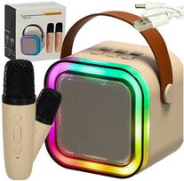 bluetooth koloneles su karaoke - IKONKA Karaokės rinkinys su 2 mikrofonais ir nešiojamu garsiakalbiu smėlio spalvos (Sand) - 1 nuotrauka