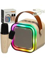 bluetooth koloneles su karaoke - IKONKA Karaokės rinkinys su 2 mikrofonais ir nešiojamu garsiakalbiu smėlio spalvos (Sand) - 2 nuotrauka
