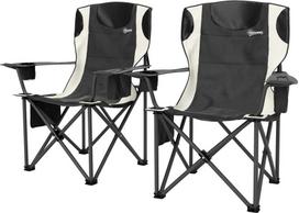 zvejybos kedes - Outsunny sulankstoma kempingo kėdė su porankiais, Juoda (Black) - 1 nuotrauka