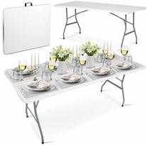 Lauko baldų komplektas Plonos 440000, sulankstomas sodo maitinimo stalas 180 cm, baltas (White)
