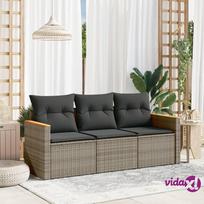 Lauko baldų komplektas vidaXL, Sofos komplektas su pagalvėlėmis, 3 dalių, pilkas (Grey)