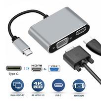 hdmi to vga hdmi adapter - iLike HD4 2in1 Video Adapter USB-C to HDMI/VGA Sidabrinis (Silver) - 1 nuotrauka