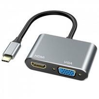 hdmi to vga hdmi adapter - iLike HD4 2in1 Video Adapter USB-C to HDMI/VGA Sidabrinis (Silver) - 2 nuotrauka