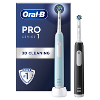 braun series 3 - Braun Oral-B Pro Series 1 Duo Pack (Juodas/šviesiai mėlynas) - 1 nuotrauka
