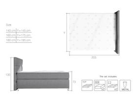 miegamojo lova led apsvietimu - Lova NORE Amadeo su LED apšvietimu, 160X200 cm, pilka/juoda - 4 nuotrauka