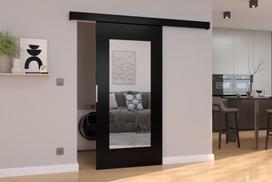 Stumdomos durys ADRK Furniture Nela 76, juodas (Black)