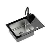 stiklas virtuviniams - Steiner Hugh 116, Nerūdijančio plieno (Stainless Steel) su juodu stiklo (Black Glass) viršumi + baterija - 1 nuotrauka