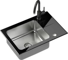 stiklas virtuviniams - Steiner Hugh 116, Nerūdijančio plieno (Stainless Steel) su juodu stiklo (Black Glass) viršumi + baterija - 2 nuotrauka