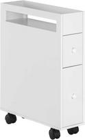 spinteles ir - Vonios spintelė Homcom Kleankin, su ratukais, 2 stalčiais ir atviru skyriumi, balta (White) - 1 nuotrauka