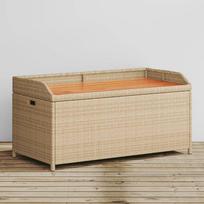 lauko suoliukai - vidaXL Suoliukas-daiktadėžė, smėlio (Sand), poliratanas/akacija - 2 nuotrauka